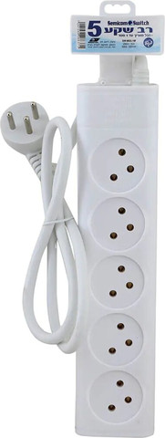 רב שקע 5 שקעים Semicom SW-MS5-1M באורך 1 מטר