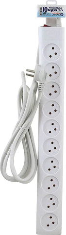 רב שקע 10 שקעים Semicom SW-MS10-3M+S כולל מפסק באורך 3 מטר