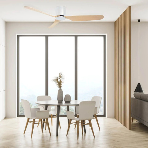 מאוורר תקרה Semicom SM-D3901/WO22CT 48'' 22W סדרה: ULTRA7 בצבע לבן/עץ