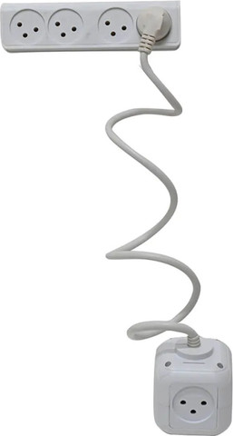 רב שקע 1 קובייה 4 שקעים כולל 2 חיבורי Type-C ו-USB וכבל 1 מטר Semicom Switch סמיקום סוויטצ' SW-CUB4UC+E