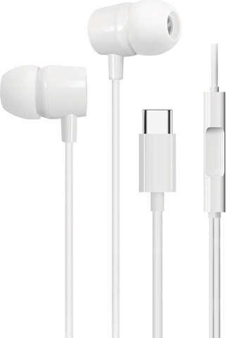אוזניות חוט כפתור Type-C עם מיקרופון GPlus - צבע לבן