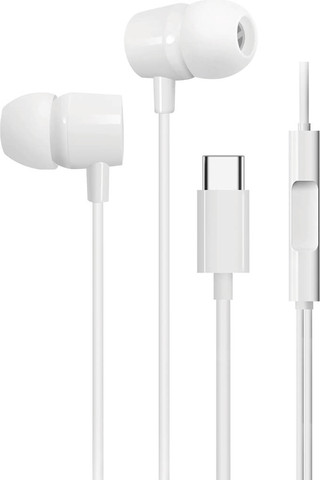 אוזניות חוט כפתור Type-C עם מיקרופון GPlus - צבע לבן