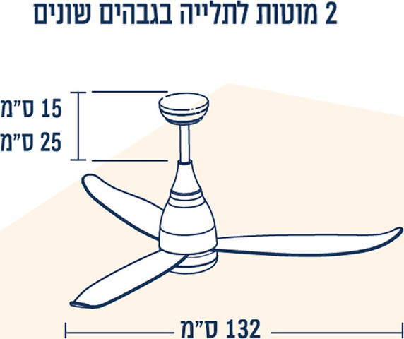 מאוורר תקרה דקורטיבי 52" כולל שלט ותאורת לד Arrow 40W ארו 600302-009 לבן
