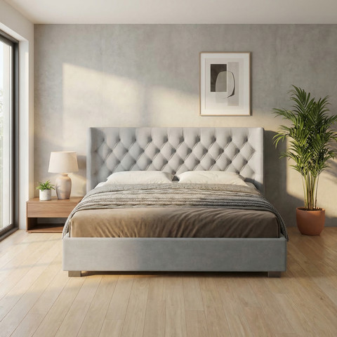 מיטה זוגית סילי דגם Cosy עם מזרן Chill Rest מידה 180X200 צבע אפור בהיר מבית Sealy