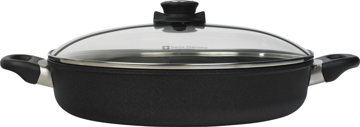 סיר שטוח 32 ס"מ 4.5 ל' nonstick מחוזק בגבישי יהלומים תוצרת Swiss Diamond
