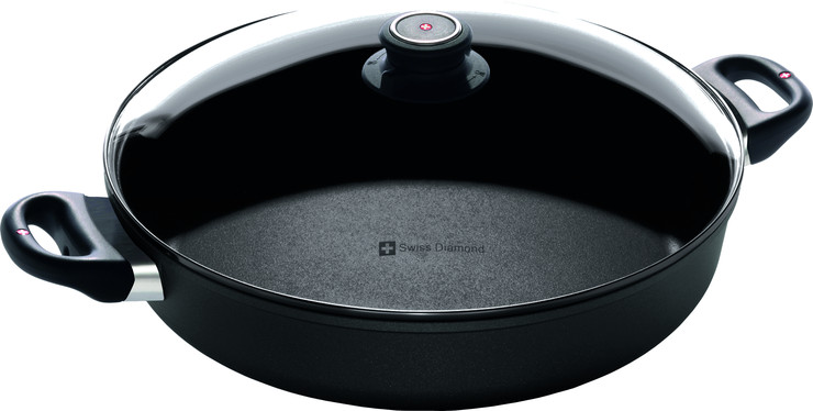 סיר שטוח 32 ס"מ 4.5 ל' nonstick מחוזק בגבישי יהלומים תוצרת Swiss Diamond