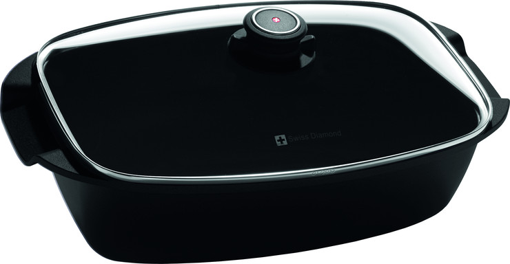 רוסטר 21X33 ס"מ 5 ל' nonstick מחוזק בגבישי יהלומים תוצרת Swiss Diamond