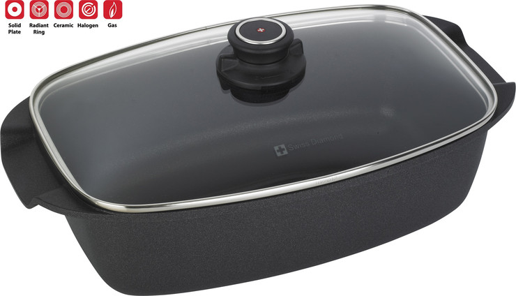 רוסטר 21X33 ס"מ 5 ל' nonstick מחוזק בגבישי יהלומים תוצרת Swiss Diamond