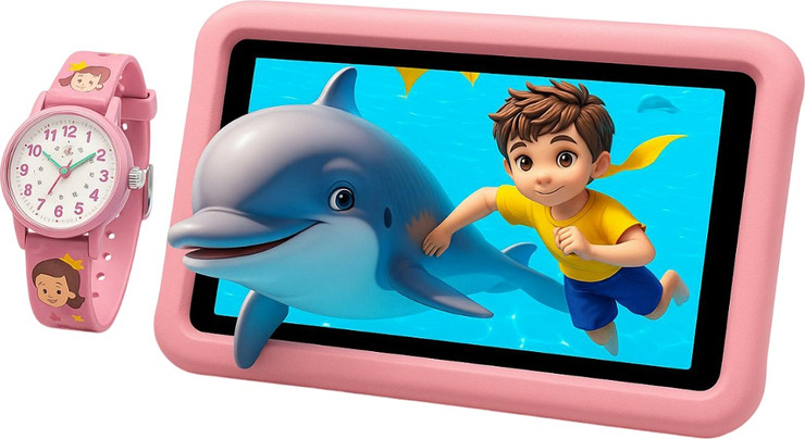 טאבלט ילדים חכם 10" כולל שעון לילדים Smart Tab סמארט טאב SmartKids A10 64GB/4GB WiFi+LTE - ורוד