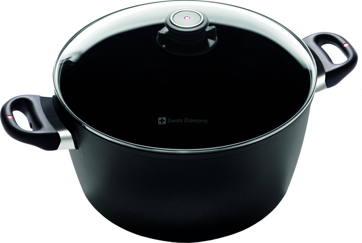 סיר גבוה 28 ס"מ 8 ל'nonstick מחוזק בגבישי יהלומים תוצרת Swiss Diamond