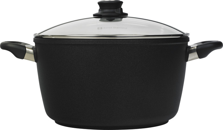 סיר גבוה 28 ס"מ 8 ל'nonstick מחוזק בגבישי יהלומים תוצרת Swiss Diamond