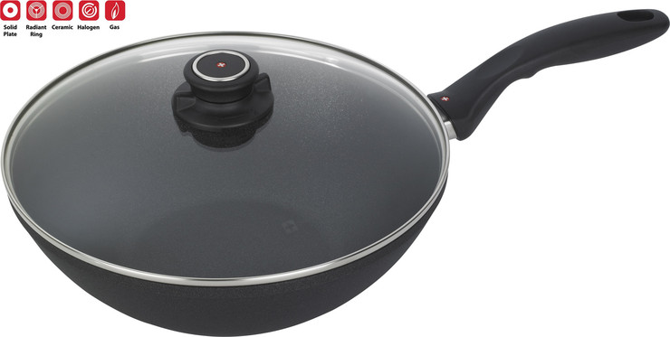 ווק 28 ס"מ 3.7 ל' אינדוקציה nonstick  מחוזק בגבישי יהלומים תוצרת Swiss Diamond