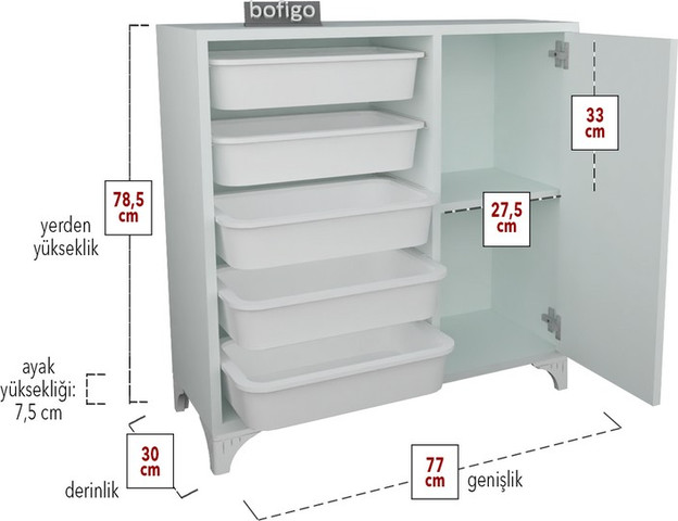 שידת אחסון עם 5 סלסלות לחדרי ילדים או מטבח BORA