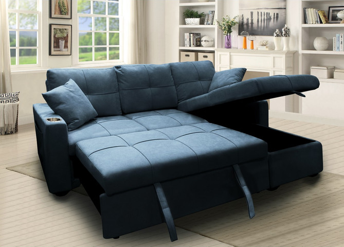 KREDO סלון פינתי נפתח למיטה זוגית עם ארגז מצעים