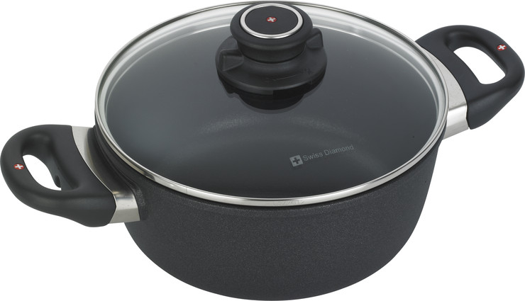 סיר גבוה 20 ס"מ 2.2 ל' אינדוקציה nonstick מחוזק בגבישי יהלומים תוצרת Swiss Diamond
