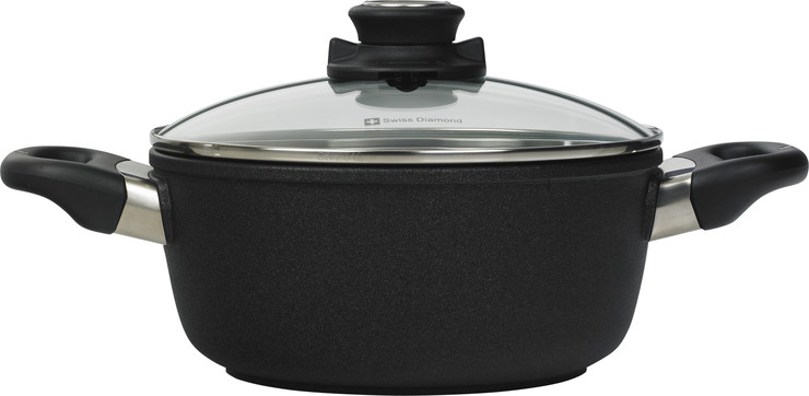 סיר גבוה 20 ס"מ 2.2 ל' אינדוקציה nonstick מחוזק בגבישי יהלומים תוצרת Swiss Diamond