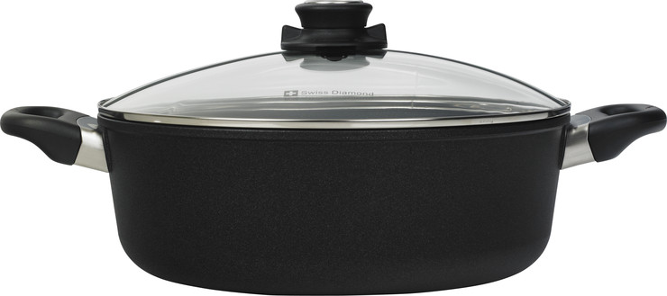 סיר נמוך 28 ס"מ 5 ל' אינדוקציה nonstick  מחוזק בגבישי יהלומים תוצרת Swiss Diamond