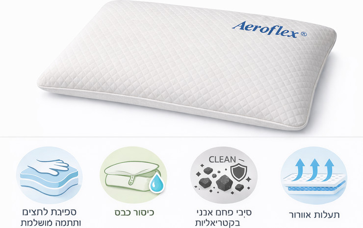 כרית ויסקו לילדים עם סיבי פחם וכיסוי במבוק My First Comfort מבית אירופלקס AEROFLEX
