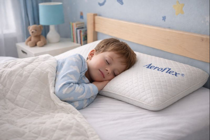 כרית ויסקו לילדים עם סיבי פחם וכיסוי במבוק My First Comfort מבית אירופלקס AEROFLEX