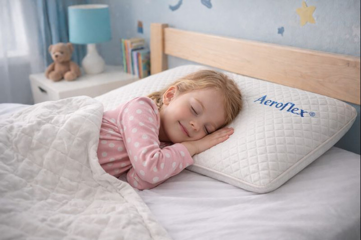 כרית ויסקו לילדים עם סיבי פחם וכיסוי במבוק My First Comfort מבית אירופלקס AEROFLEX