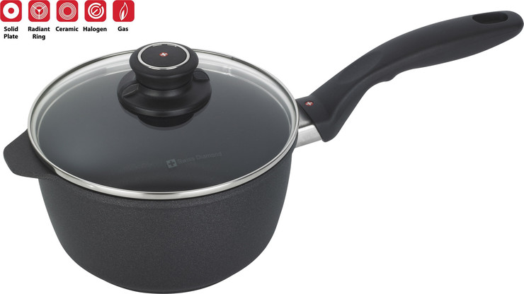קלחת 18 ס"מ 2 ל' אינדוקציה nonstick  מחוזק בגבישי יהלומים תוצרת Swiss Diamond