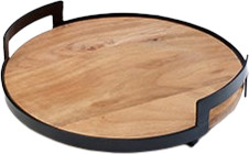 מגש עץ מלא ומתכת בגוון שחור | Noir Circle Tray