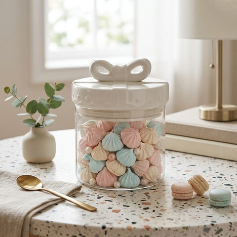 צנצנת זכוכית מהודרת | 1 ליטר | Ribbon Glass jAR