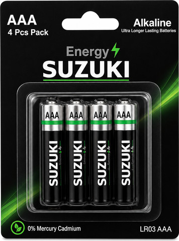סוללות אלקליין AAA SUZUKI Energy – מארז 4 יחידות