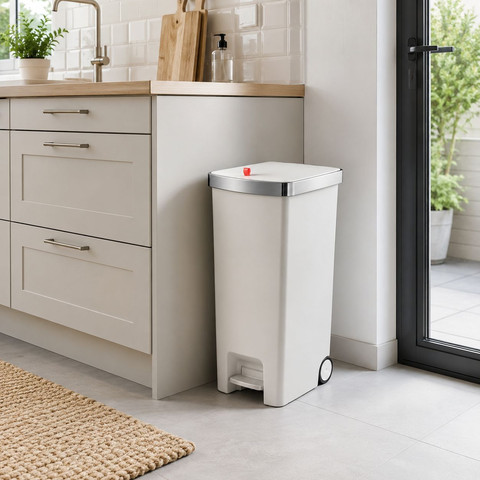פח דוושה 45L ליטר + 2 גלגלים לה קיטשן La kitchenette TG-5270- צבע לבן