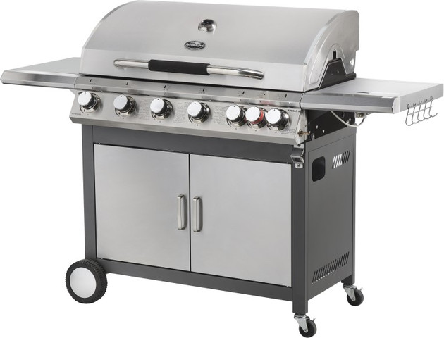 גריל גז מקצועי 6 מבערים נירוסטה BTU 65,000 + כירת צד BTU 10,000 דגם APOLLO 6 תוצרת AUSTRALIA CHEF
