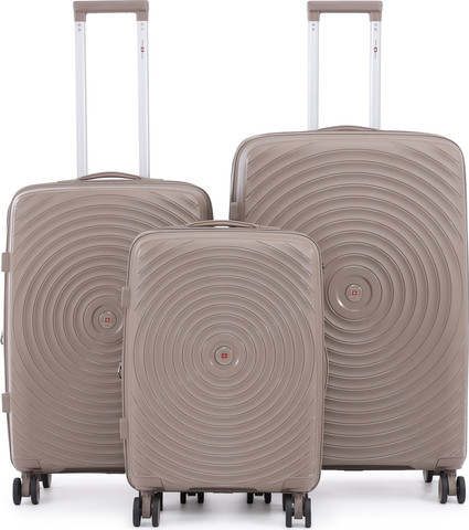 סט מזוודות קשיחות בלתי שבירות 3 יח' Swiss Royal Bali בצבע שמפנייה – גדלים 20/24/28 אינץ'