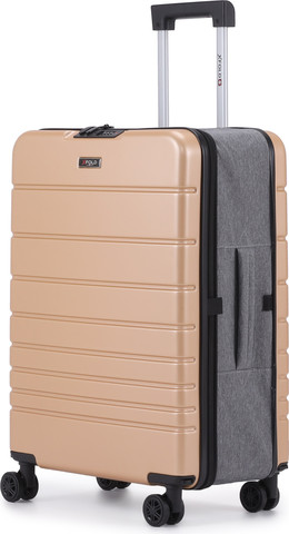 מזוודת טרולי 20" מתקפלת עליה למטוס דגם XFOLD מבית Swiss Voyager בצבע שמפנייה