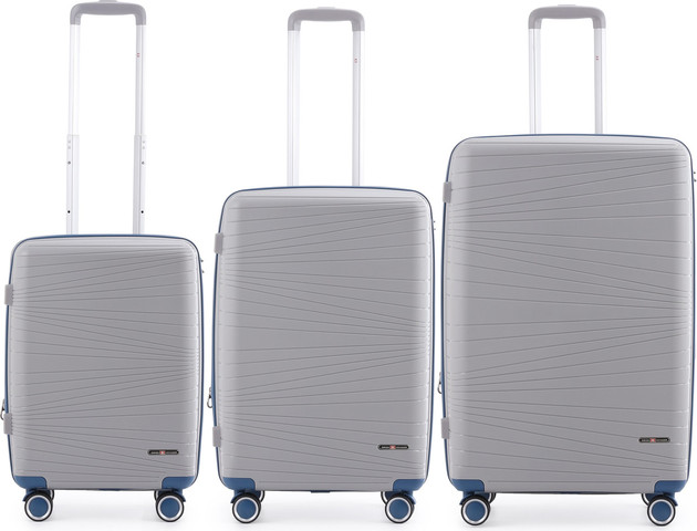 Swiss Voyager Texas סט מזוודות קשיחות בלתי שבירות 3 יח' 28/24/20   צבע כסף