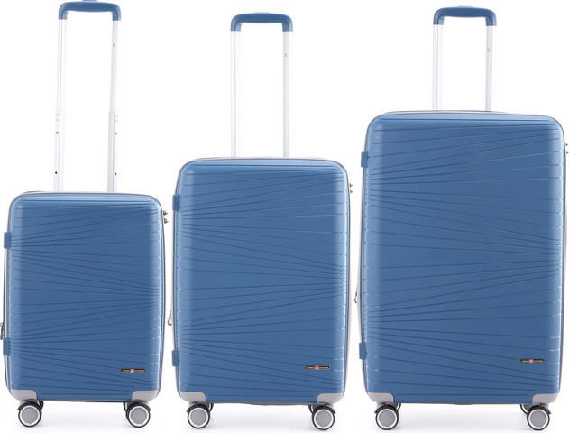 Swiss Voyager Texas סט מזוודות קשיחות בלתי שבירות 3 יח' 28/24/20   צבע ג'ינס