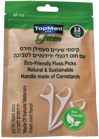 קיסמי שיניים מעמילן תירס עם חוט דנטלי