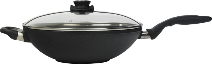 ווק 32 ס"מ 5 ל' אינדוקציה nonstick מחוזק בגבישי יהלומים תוצרת Swiss Diamond