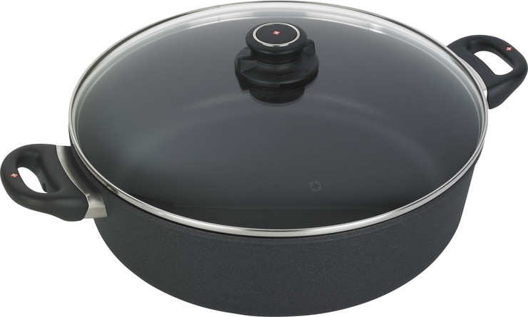 סיר נמוך 32 ס"מ 6.8 ל' nonstick  מחוזק בגבישי יהלומים תוצרת Swiss Diamond