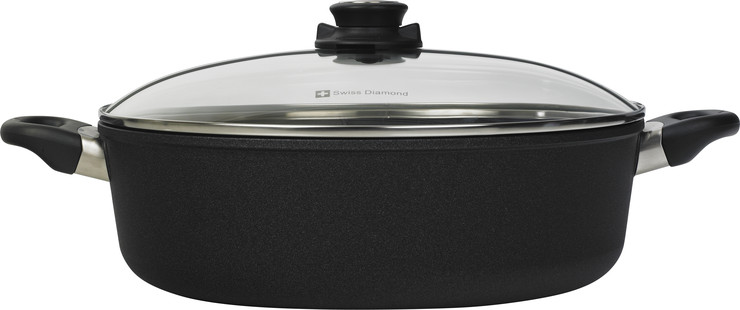 סיר נמוך 32 ס"מ 6.8 ל' nonstick  מחוזק בגבישי יהלומים תוצרת Swiss Diamond