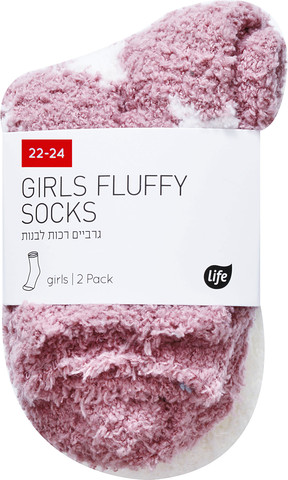 גרבי בנות פלאפי איכותיות ונוחות במיוחד. מעוצבות בגווני ורוד ולבן. מידה 22-24
