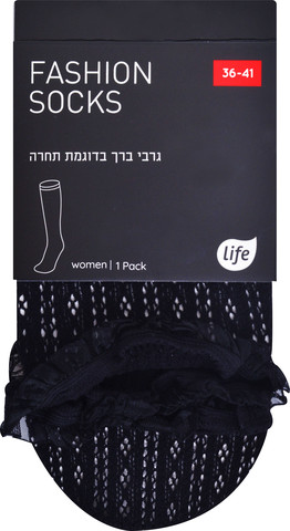 גרב נשים תחרה אורך ברך שחור 36-41