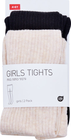 גרבון בנות בז' ושחור 4-6 שנים