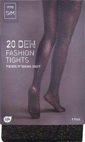 גרביון מנצנץ דמוי זהב 20ד. שחור S/M