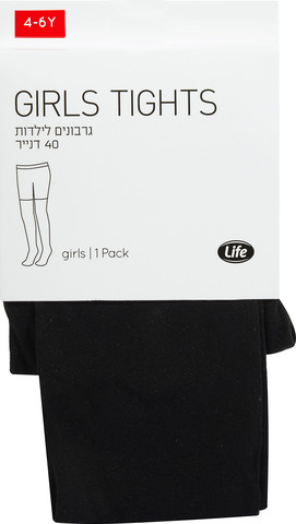 גרבוני בנות 40ד. שחור 4-6 שנים