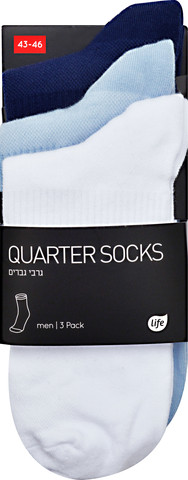 גרבי גברים 3PP אורך רבע כחול 43-46