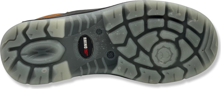 נעלי עבודה מקצועיות תקן S3 בצבע חום מבית RHINO עם כיפת מגן קוולאר וסוליה מונעת החלקה 30063S3BRN
