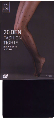 גרבונים אופנתיים מדוגמים נקודות 20 דנייר שחור L/XL