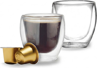 זוג כוסות אספרסו דופן כפולה | 100 מ״ל | Espresso Double Luxe