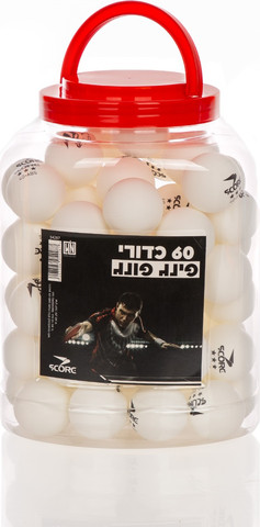 דלי 60 כדורי פינג פונג 3 כוכבים SCORE לבן