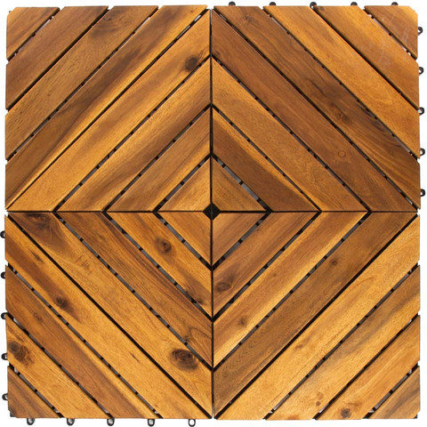 מארז 9 יח' אריחי דק 30*30 ס"מ 8 אלכסונים עץ חום בהיר-Acacia