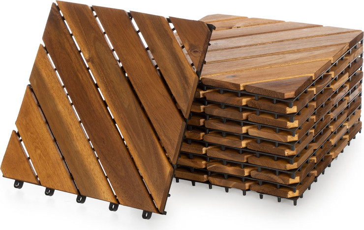 מארז 9 יח' אריחי דק 30*30 ס"מ 8 אלכסונים עץ חום בהיר-Acacia